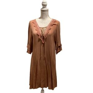 A- Escape Blue Pepper- Mauve, Embroider V-Neck Tunic